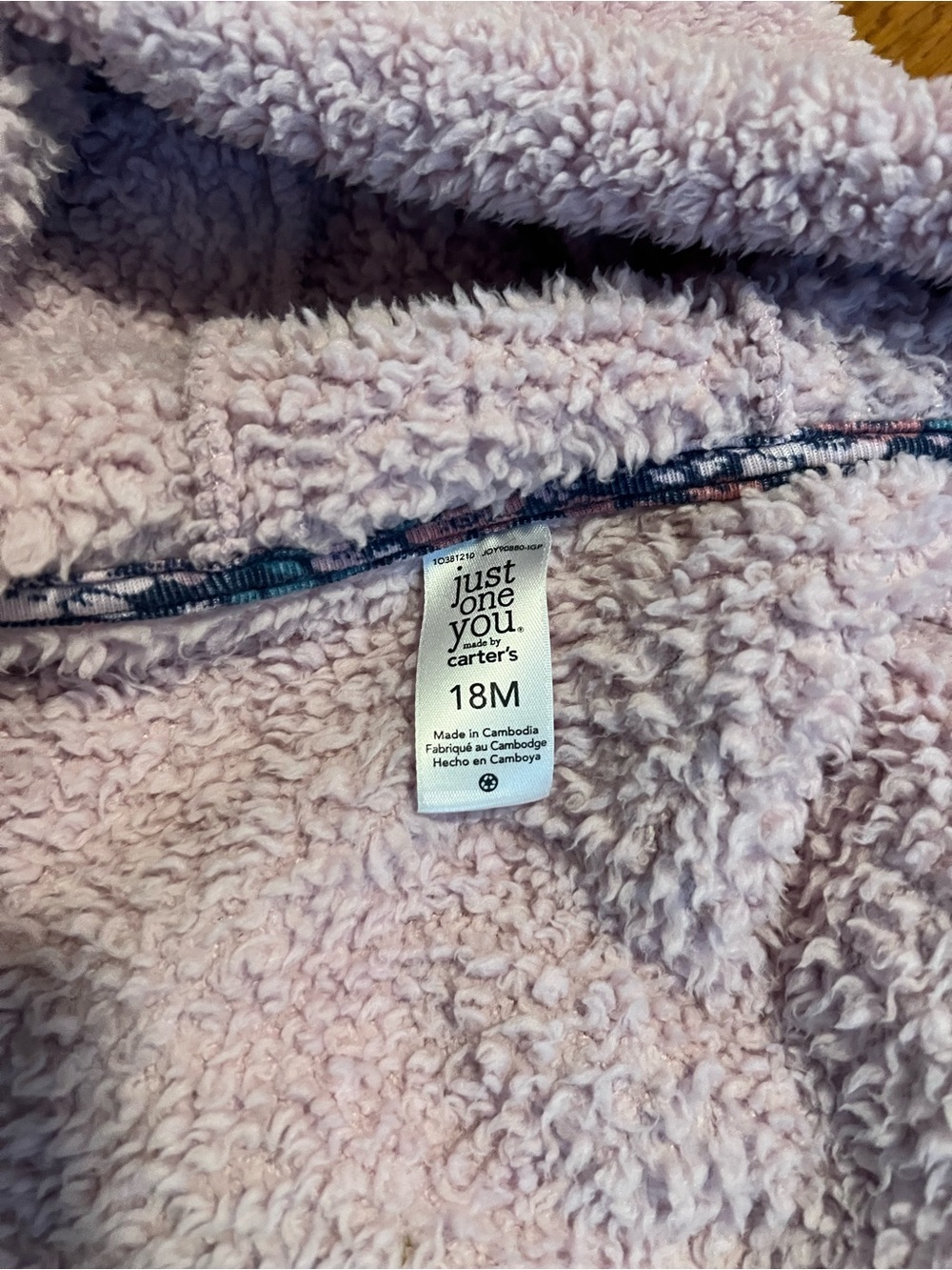 Girls Carter's 18m Plush Hooded Jackets - Lavender Twin Set w/ Floral Pocket EUC - Picture 5 of 7